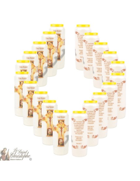 Candles Novena - White - "Cross Victory" (French)