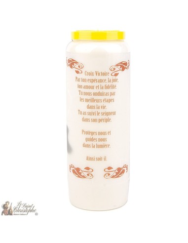 Candles Novena - White - "Cross Victory" (French)