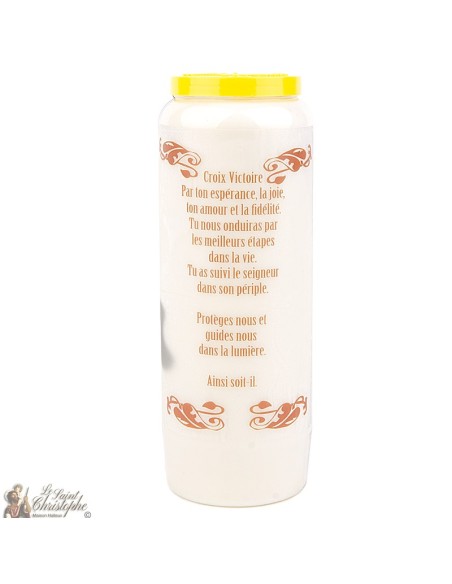 Candles Novena - White - "Cross Victory" (French)