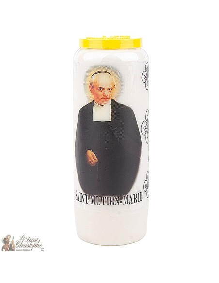 Novene Kerze - Weiss - "Heiliger Mutien Marie"