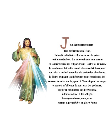 Autocollant bougie de neuvaine avec prière français - christ miséricordieux