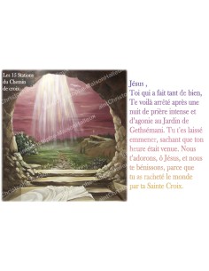 Autocollant bougie de neuvaine avec prière français - les 15 stations du chemin de croix