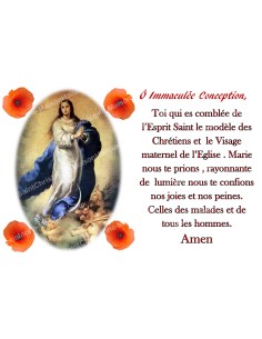 Autocollant bougie de neuvaine avec prière français - immaculée conception