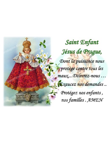 Autocollant bougie de neuvaine avec prière français - Saint Enfant Jésus de Prague