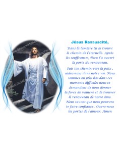 Autocollant bougie de neuvaine avec prière français - Jésus réssucité