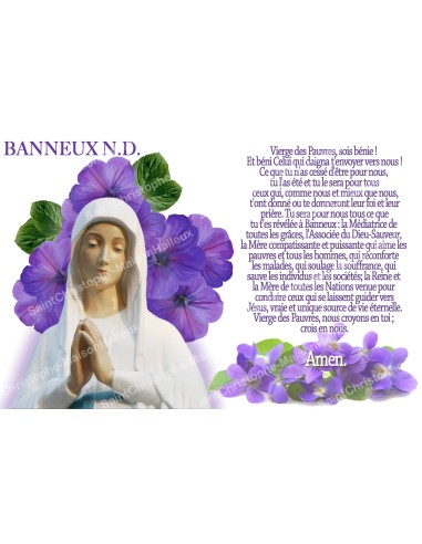 Autocollant bougie de neuvaine avec prière français - Banneux N.D. violettes