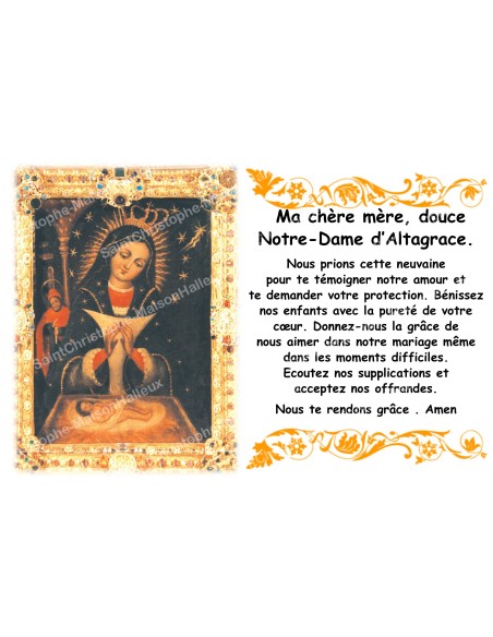 Autocollant bougie de neuvaine avec prière français - Notre Dame d'Altagrace