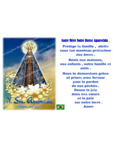 Autocollant bougie de neuvaine avec prière français - Notre Dame De Aprecida