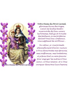 Autocollant bougie de neuvaine avec prière français - Notre Dame du mon mont carmel 1