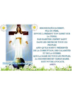 Autocollant bougie de neuvaine avec prière français - Notre Dame de tous les peuples