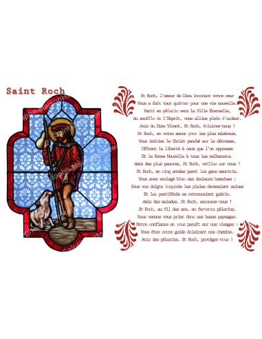 Autocollant bougie de neuvaine avec prière français - Saint Roch