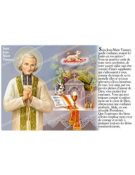 Autocollant bougie de neuvaine avec prière français - Saint Jean Marie de Vianney