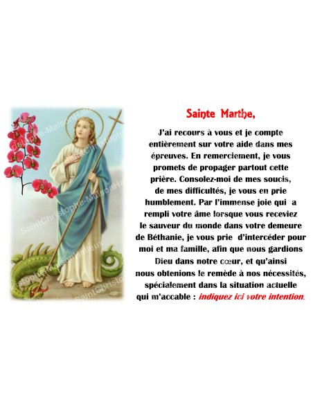 Autocollant bougie de neuvaine avec prière français - Sainte Marthe