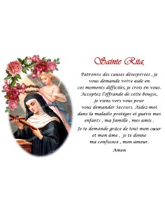 Autocollant bougie de neuvaine avec prière français - Sainte Rita 1