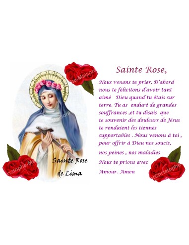 Autocollant bougie de neuvaine avec prière français - Sainte Rose de Lima