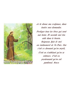 Autocollant bougie de neuvaine avec prière français - Saint François d'Assise
