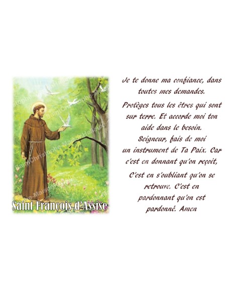 Autocollant bougie de neuvaine avec prière français - Saint François d'Assise