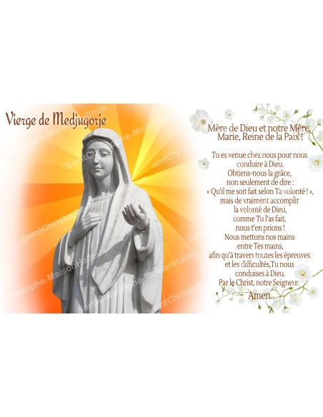 Autocollant bougie de neuvaine avec prière français - Vierge de Medjugorje 1