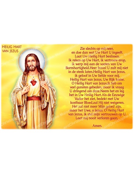 Autocollant bougie de neuvaine avec prière néerlandais  - Sacré coeur de Jésus
