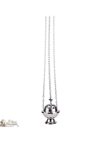 Mass Wierookvat met ketting, zilver metaal.