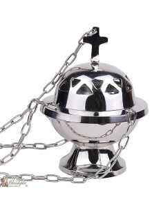 Mass Wierookvat met ketting, zilver metaal.