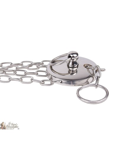  Masa con el incensario de cadena, metal plateado.