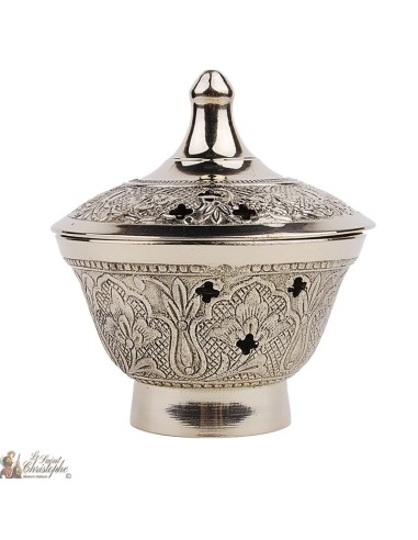 Wierookvat gesneden koper bloemen