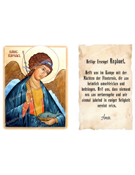 sticker with german  prayer - Saint Rapahel