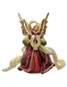 Ange en métal couleur doré et tissus