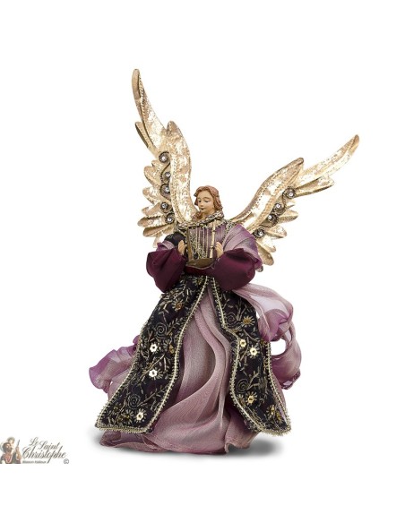 Ange métal doré et robe tissu rouge 