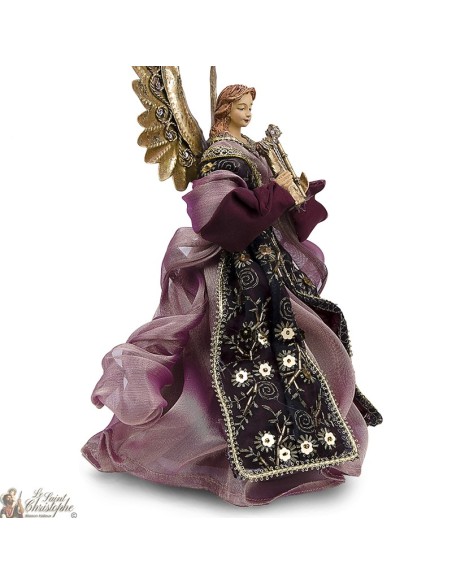 Ange métal doré et robe tissu rouge 