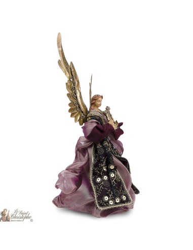 Ange métal doré et robe tissu rouge 