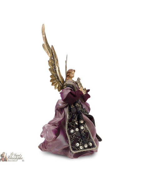 Ange métal doré et robe tissu rouge 