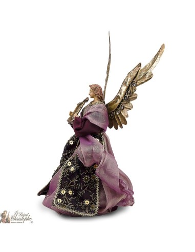 Ange métal doré et robe tissu rouge 