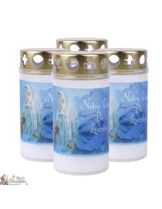 velas al aire libre con la Aparición de Lourdes - tapa