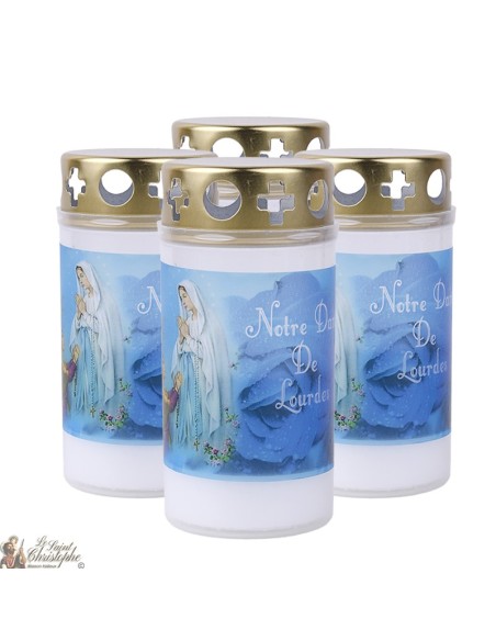 Bougies d'extérieur avec l'Apparition de Lourdes - couvercle