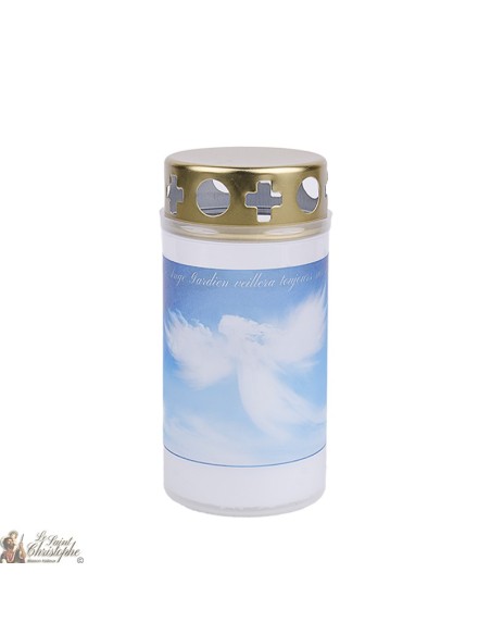 Bougies d'extérieur avec Ange bleue - couvercles - prière français