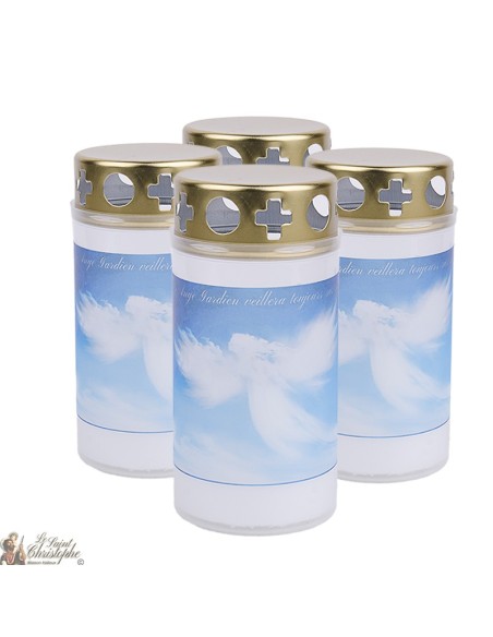 Bougies d'extérieur avec Ange bleue - couvercles - prière français