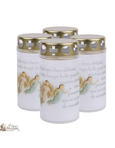 Outdoor candles pink angel for cemeteries - French prayer