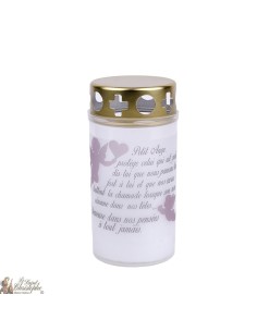 Outdoor candles pink angel for cemeteries - French prayer 2