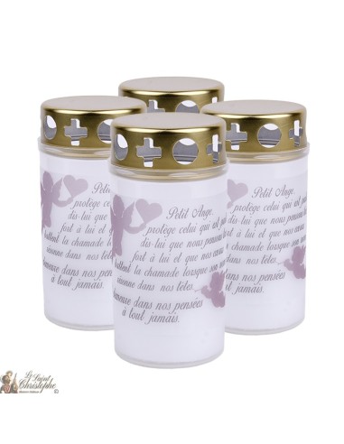 Outdoor candles pink angel for cemeteries - French prayer