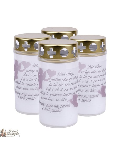 Outdoor candles pink angel for cemeteries - French prayer