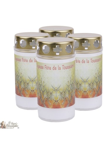 Outdoor candles pink angel for cemeteries - French prayer