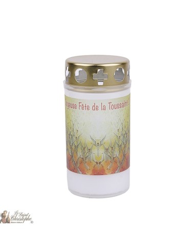 Bougies d'extérieur avec Ange rose - couvercles - prière français