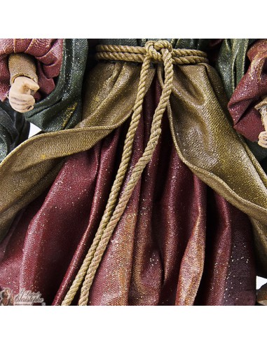 De Engel van Fabric Green en Bordeau - 30 cm