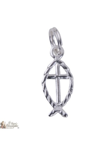 Fish Cross - charm Silver 925