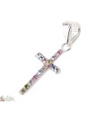 Pendentif Croix Strass Multicolor - Argent 925