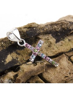 Pendentif Croix Strass Multicolor - Argent 925 2