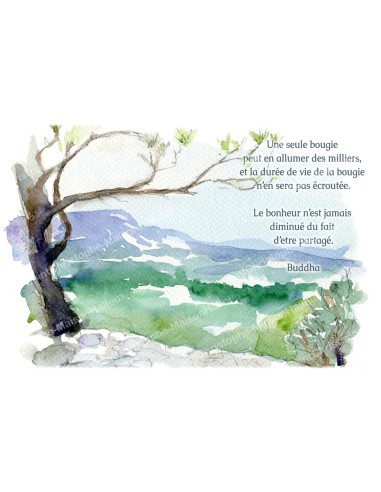 decorative sticker  for  novena candle With citation in French - lotus flower