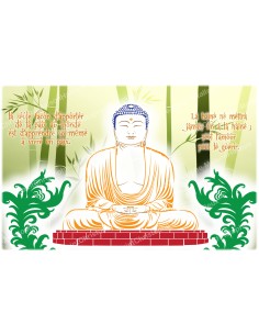 decorative sticker  for  novena candle With citation in French - Buddha